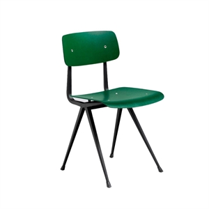 HAY - Stol - Result chair, sort stel og grøn sæde og ryg 